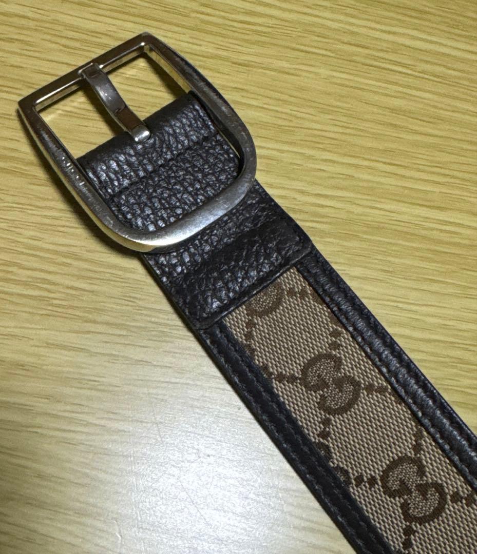 GUCCI GGキャンバス ベルト レザー シグネチャー メンズ 中古