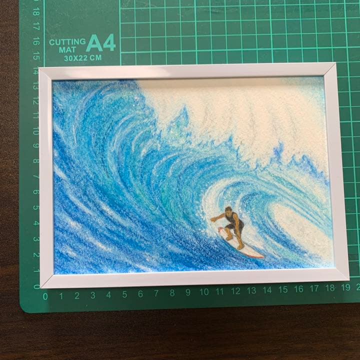 サーフィン(海 波乗り パステル画 色鉛筆画 絵画 アート 原画 ) - メルカリ