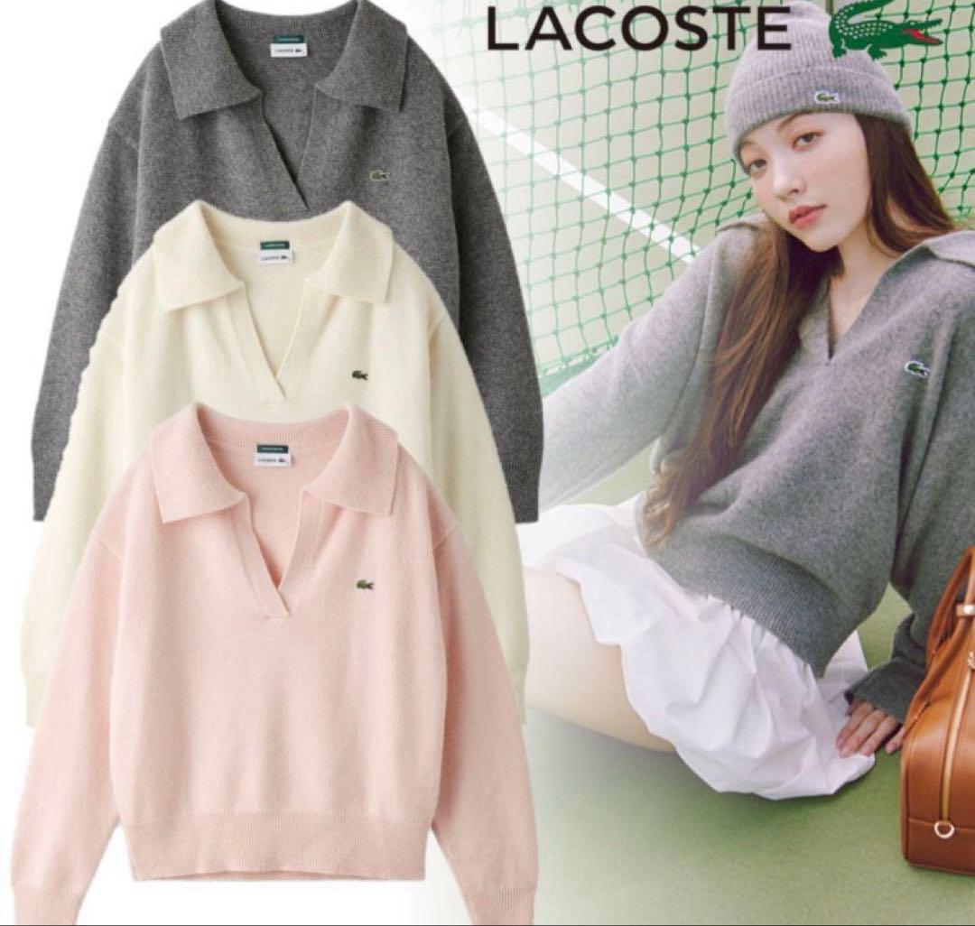 SNIDEL LACOSTE スキッパーニットプルオーバー ホワイト - メルカリ