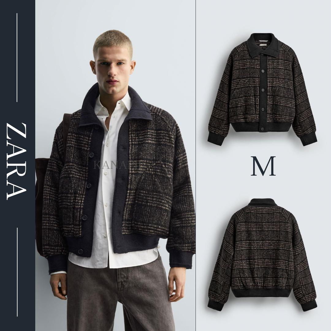 ZARA リブ襟切り替えジャケット メンズ M 新品 - メルカリ