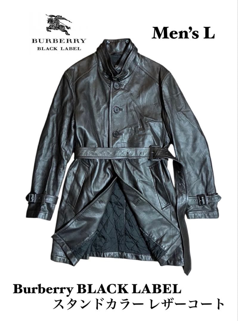 Burberry バーバリー ブラックレーベル レザーコート 羊革 トレンチ 極美品 キムタク着BURBERRY BLACK LABEL 希少ラムレザー トレンチ
