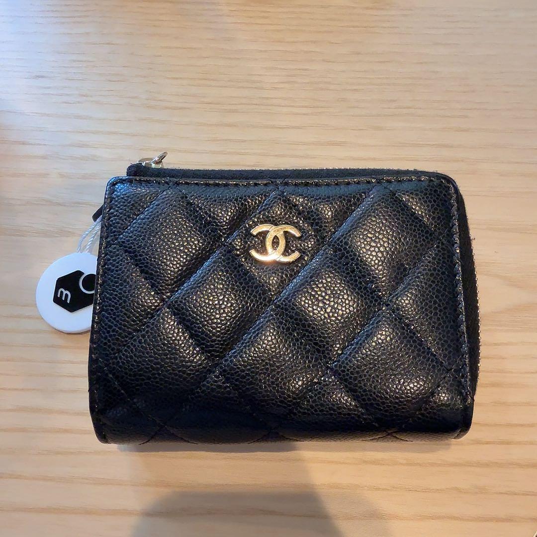 CHANEL ブラック レザー 財布 CHANEL シャネル 二つ折り長財布 カンボンライン カーフレザー