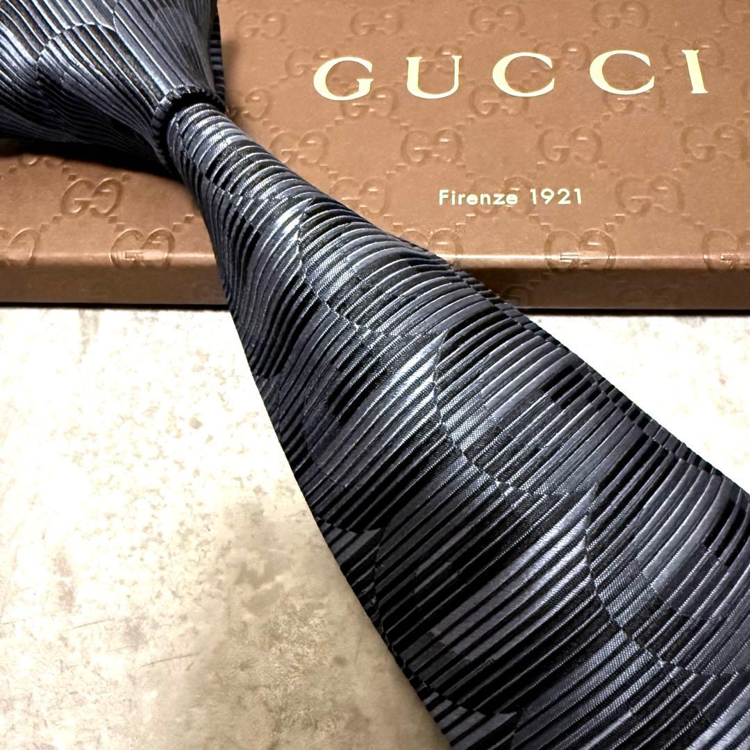 ✨極美品✨】GUCCI グッチ ネクタイ G柄 ネイビー ハイブランド シルク