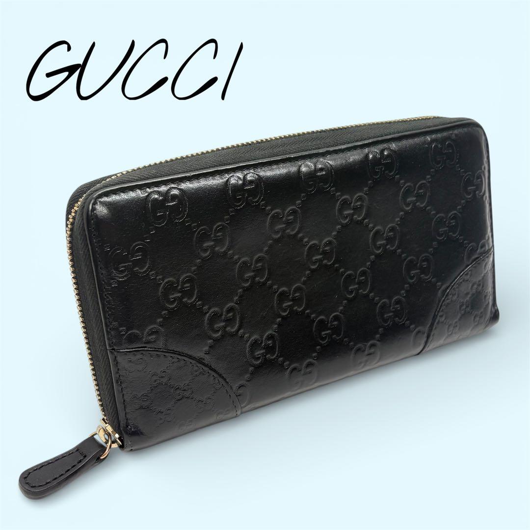 GUCCI グッチ　長財布　ラウンドファスナー　シマ グッチシマ グッチ財布 GUCCI ラウンドファスナー長財布 メンズ