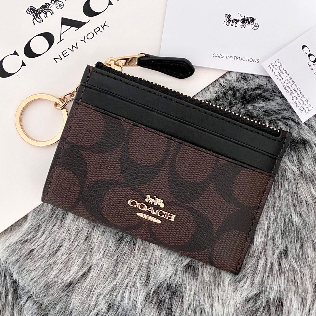新品☆COACH (コーチ) ケース　メンズ　ブラウン シグネチャー COACH（コーチ） 二つ折り財布 財布 コインケース シグネチャー