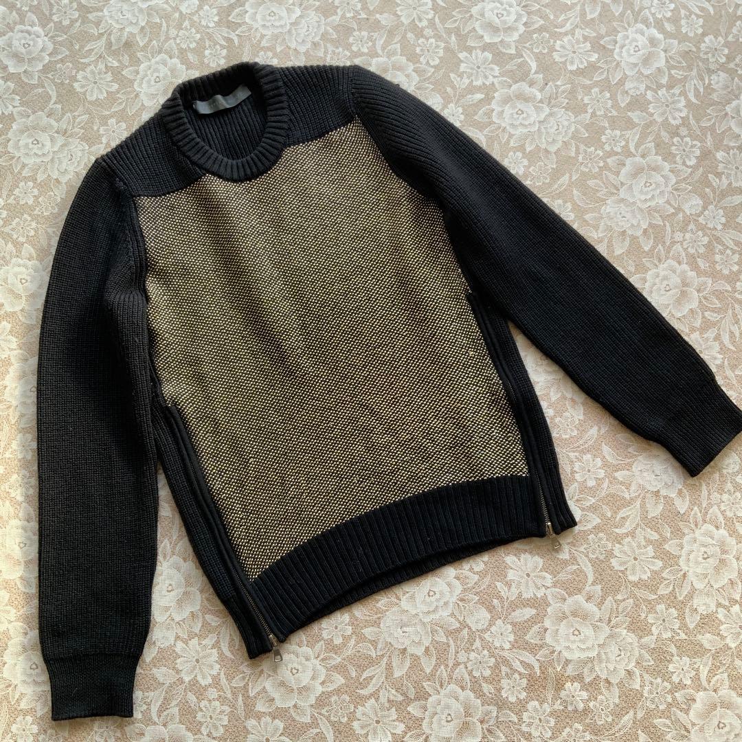 超高級イタリア製　PROENZA SCHOULER ウールニットM黒×ゴールド Proenza Schouler Sandra Turtleneck Sweater in Lofty Eco Cashmere