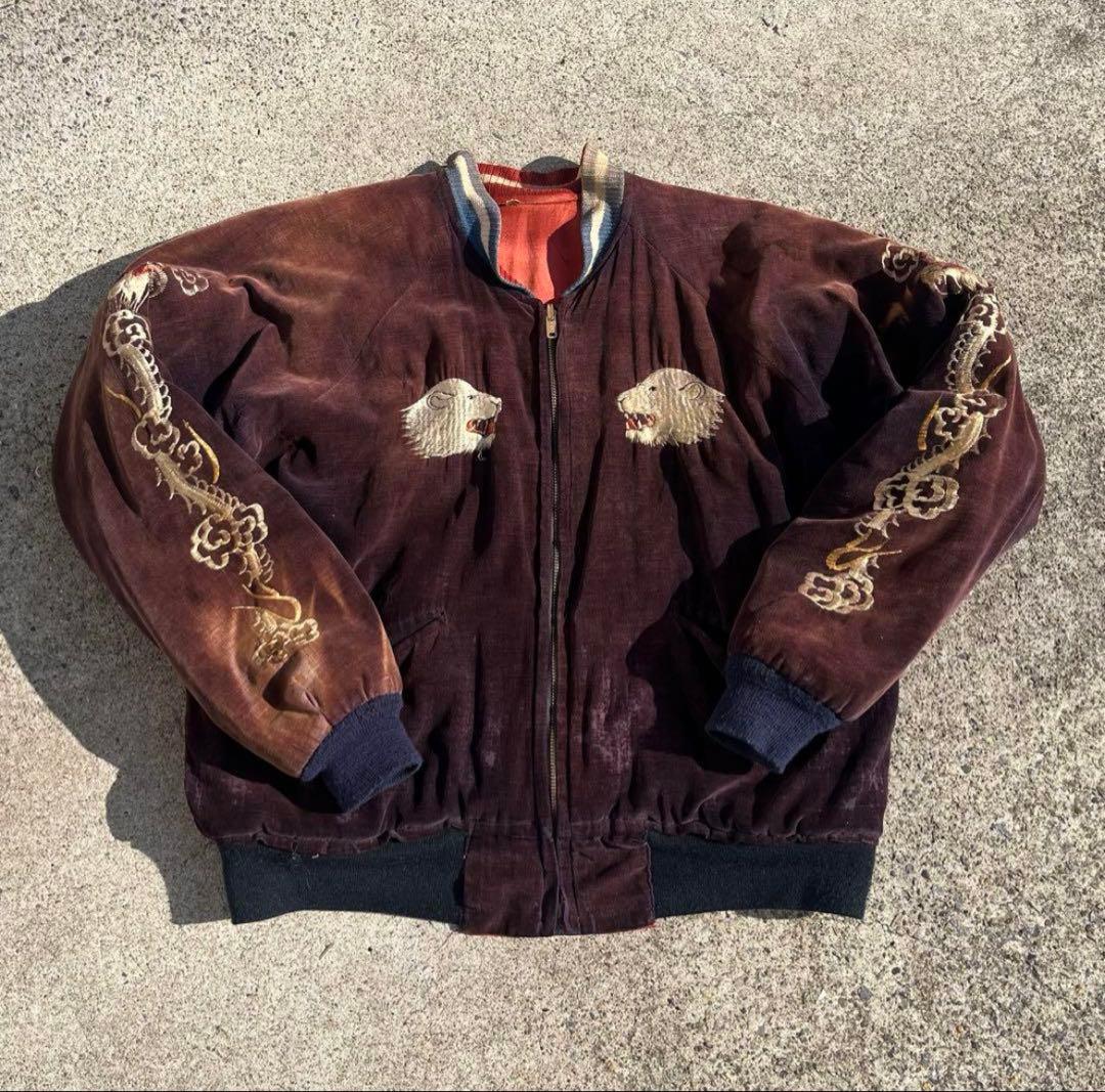 Special 50's Souvenir Jacket 別珍 \"鬼フェード\" 50's JAPAN SOUVENIR Reversible Jacket BLACK VELVET 50年代