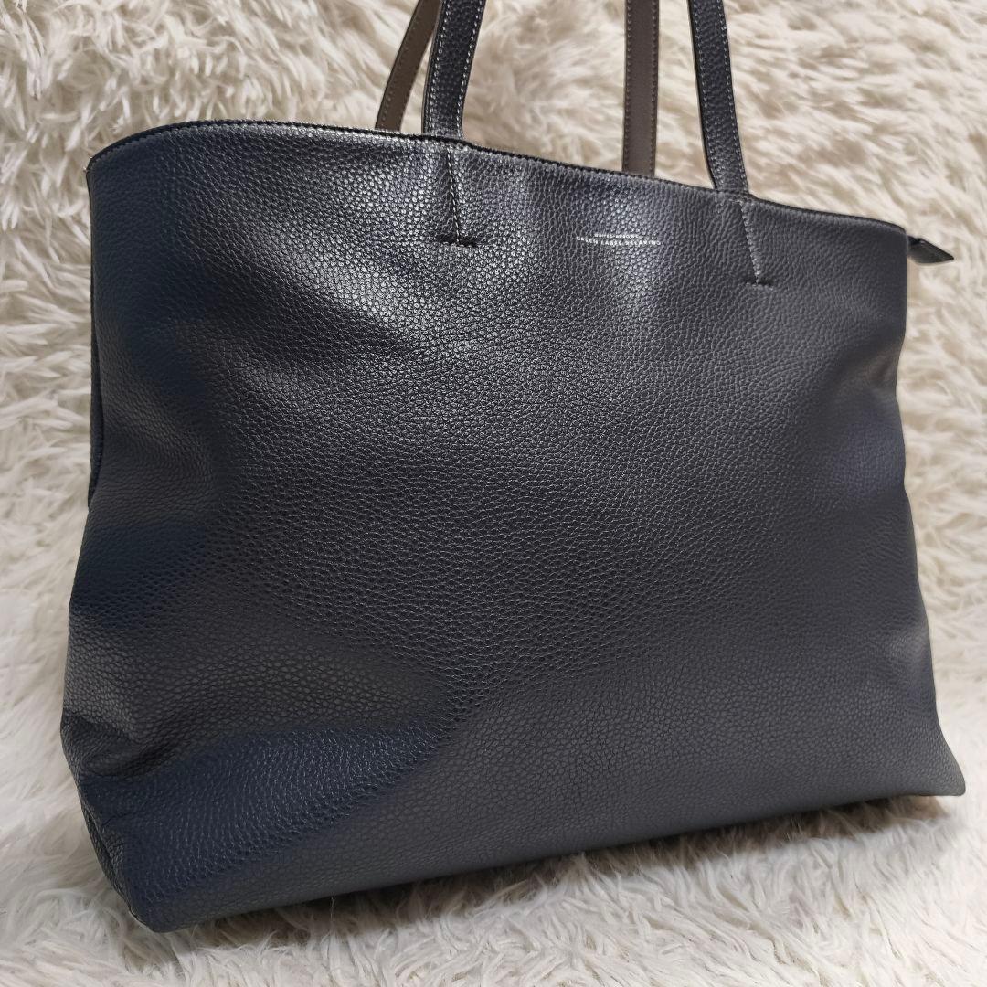 美品 グリーンレーベルリラクシング シボ レザーライク ジップ トート バッグ UNITED ARROWS green label relaxing｜シボ レザーライク ジップ