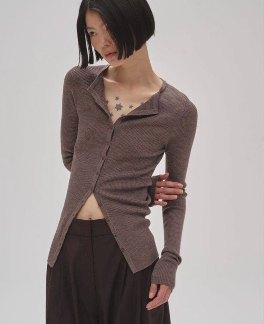 トゥデイフル Silkwool Knit Cardigan モカ - メルカリ