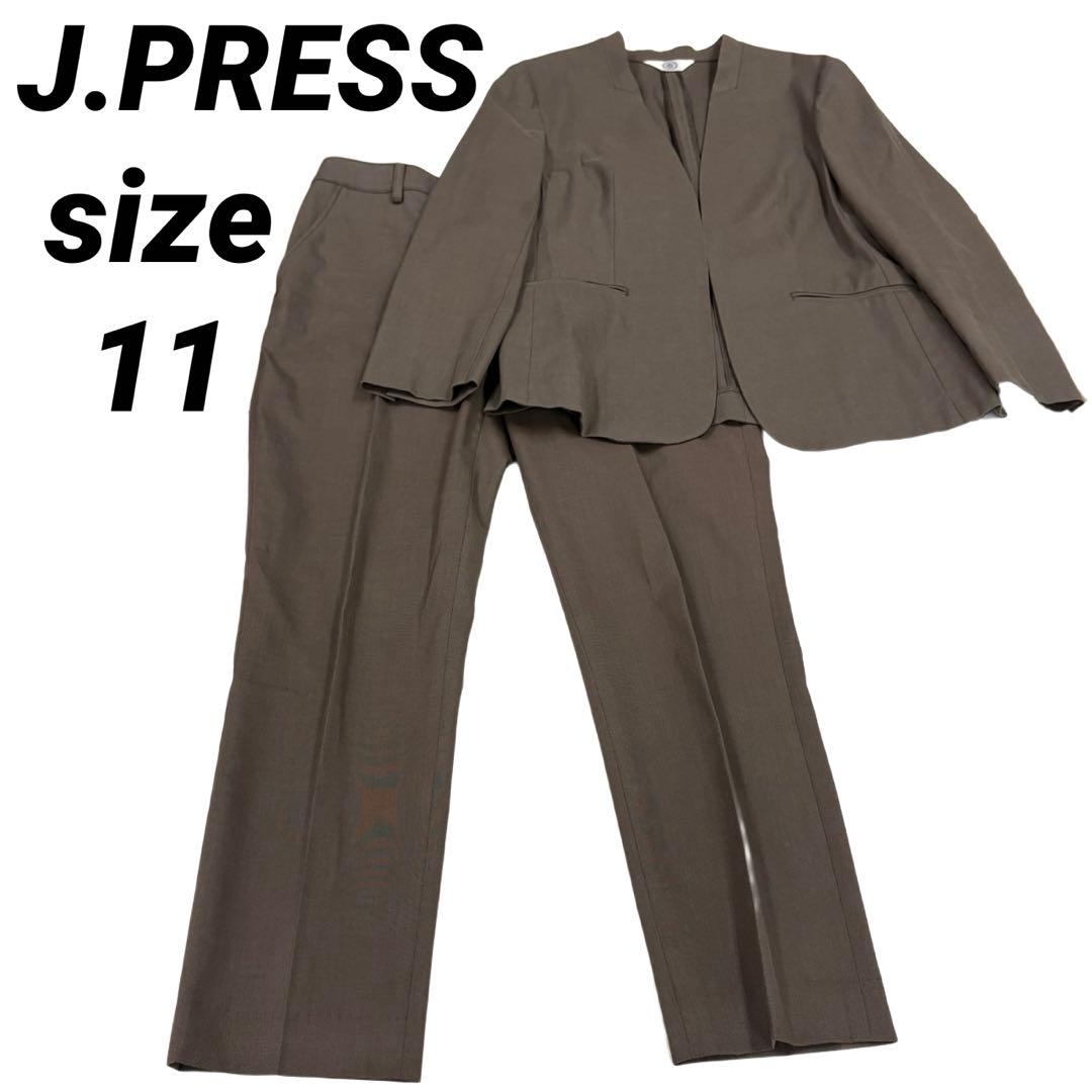 現行　美品　ジェイプレス セットアップ ノーカラー ワイドパンツ ベージュ11号 セール】 カシミヤタッチワイド イージーパンツ （その他パンツ）｜J
