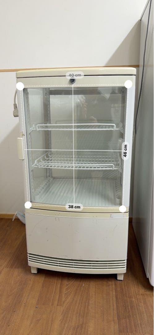 ガラス扉付き冷蔵庫 ホワイト 82cm