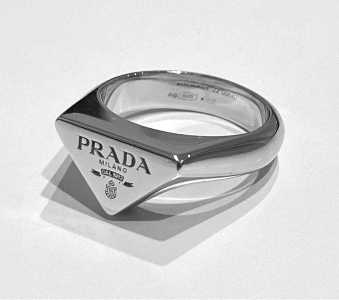 PRADA プラダ シルバー925 トライアングルリング 正規品 PRADA（プラダ） 新品仕上げ済 極美品 トライアングル ロゴ シンボル