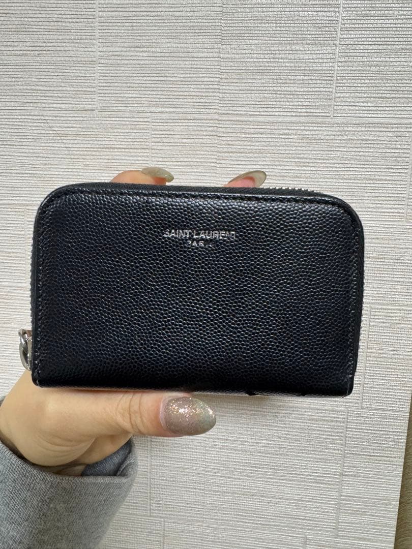 SAINT LAURENT ブラック ケース クラシック サンローラン カードケース（ブラック／グレインパウダー