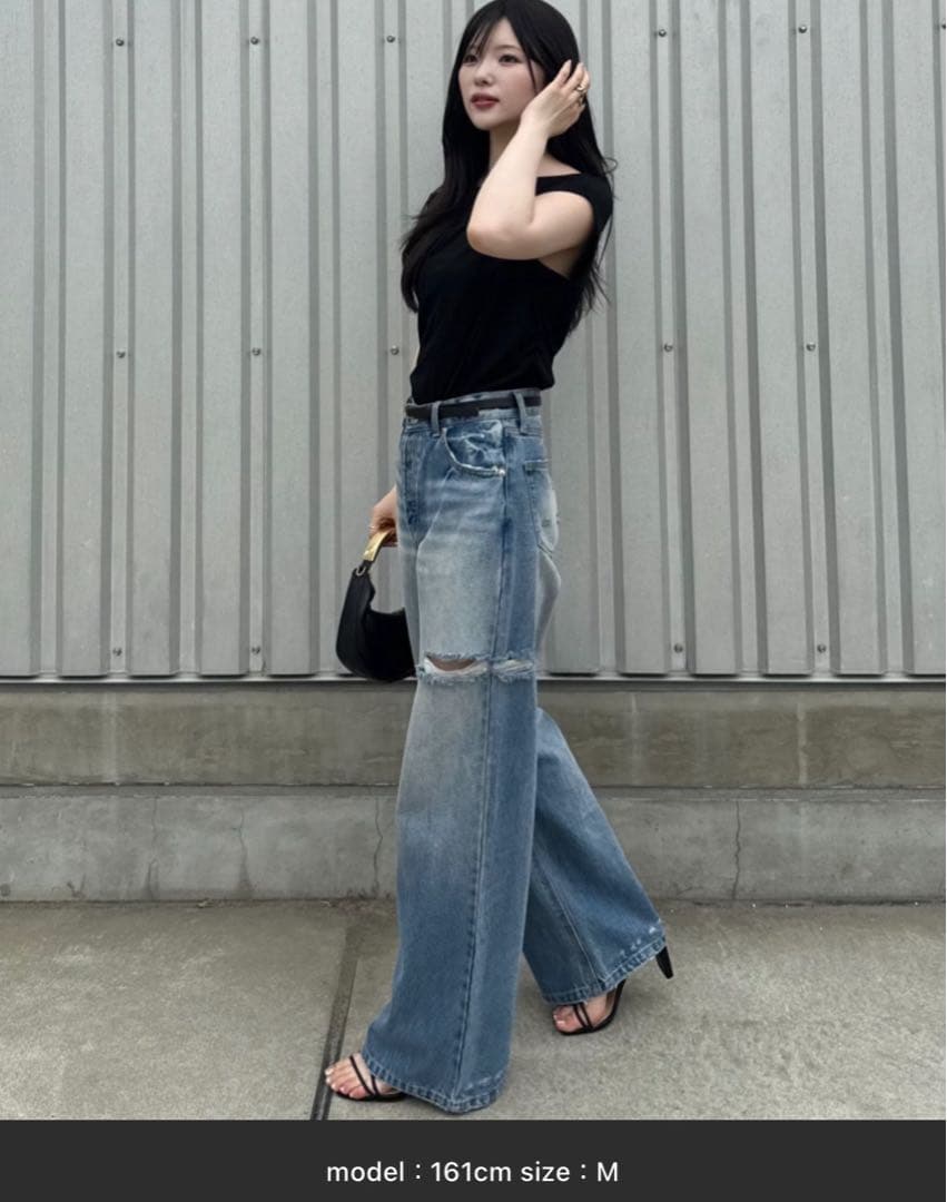 SENEE loose vintage like denim ブルー M SENEE loose vintage like