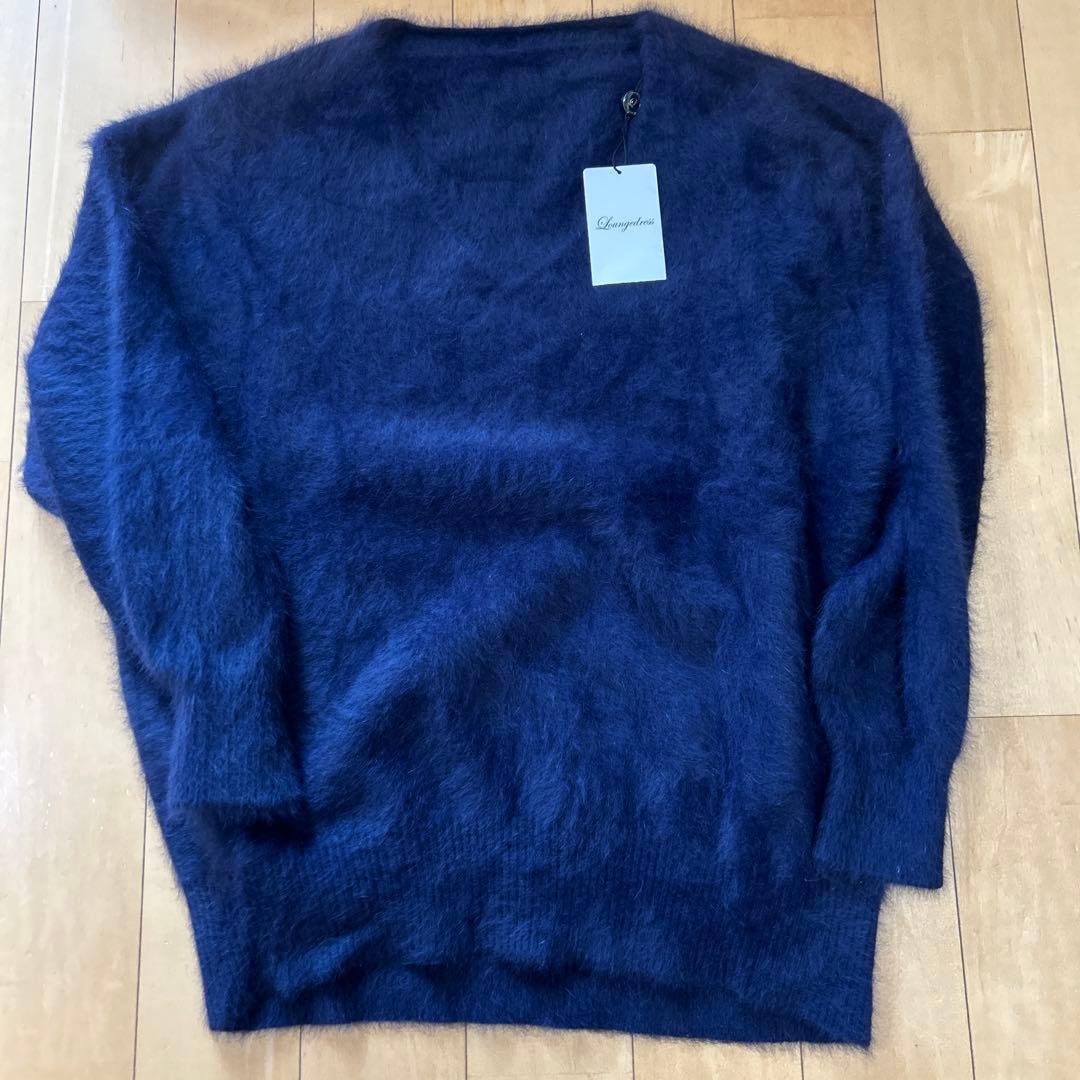 新品　Loungedress ネイビー 長袖ニットセーター F Loungedress（ラウンジドレス） ニット セーター FURウール2WAYニット