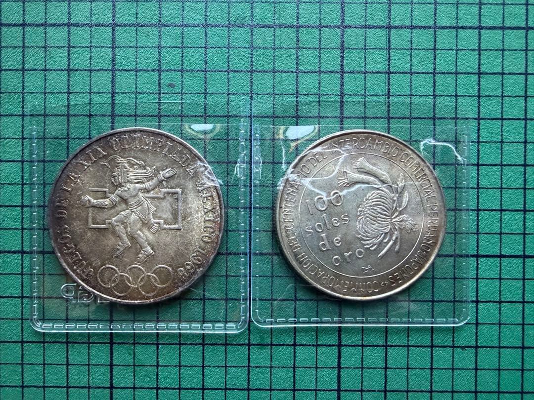銀貨2枚 ペルー銀貨 メキシコオリンピック Yahoo!オークション -「メキシコオリンピック銀貨」の落札相場・落札価格