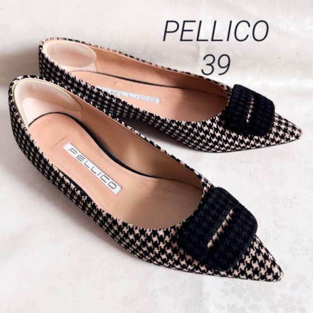 PELLICO 39 JP26フラット パンプス ANELLI FIBBIA ペリーコ PELLICO GOLD ANELLI FIBBIA フラット パンプス （BLACK