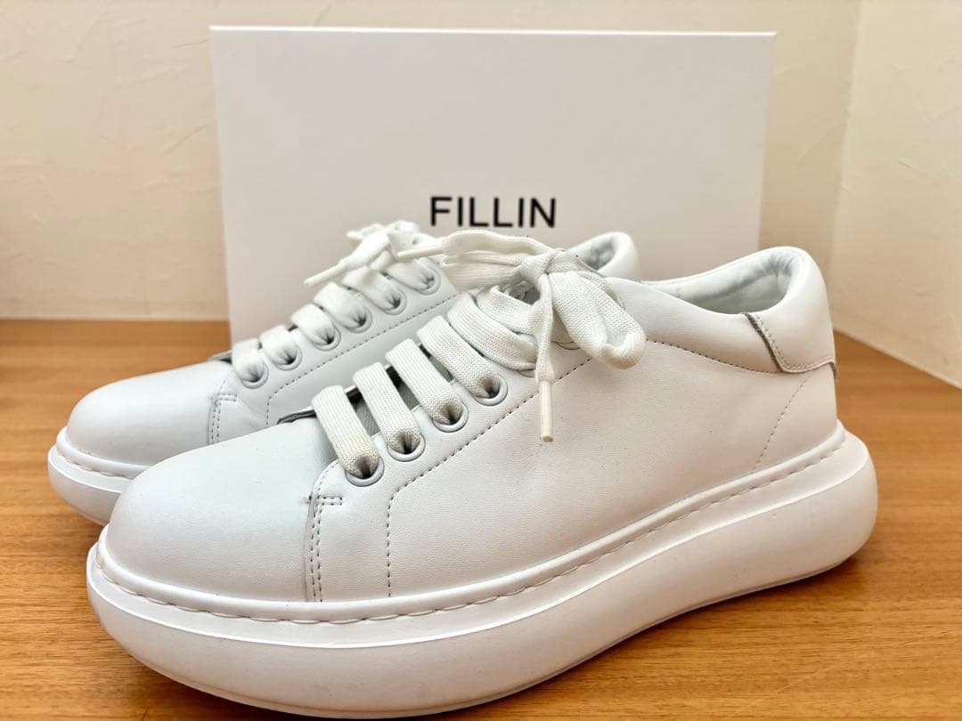 FILLIN TOKYO スタイルアップスニーカー 27cm 極美品 定価2万 FILLIN TOKYO ＋7cm 厚底 スニーカー 27cm 本革 レザー