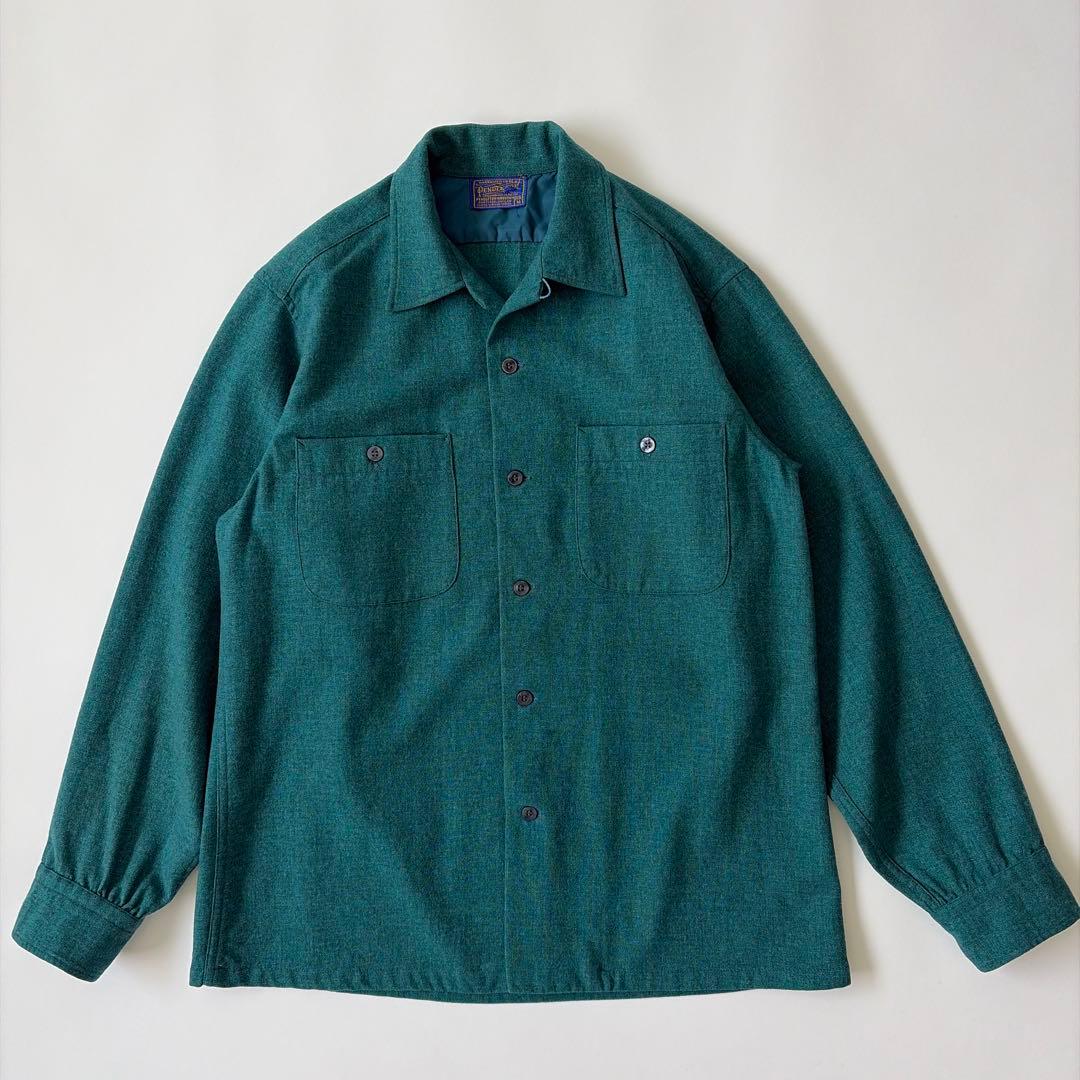 〜60s ペンドルトン オープンカラー ボードシャツ ウールシャツ 無地 単色 60年代 ビンテージ USA製 PENDLETON ペンドルトン 無地 長袖ウール