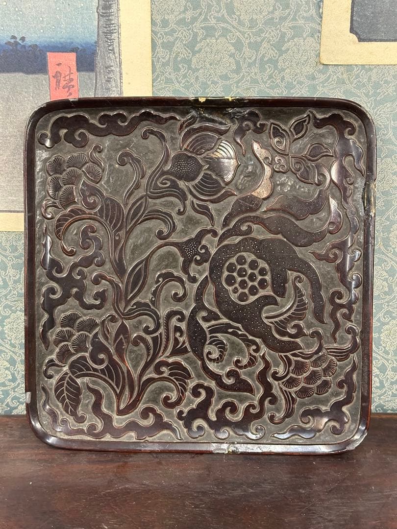 中國宋時代漆盤 古漆器 唐木 中國古美術 唐物 宋時代 東洋雕刻 長 18cm sd1_bf976ce6d39a25789f2a5c2221
