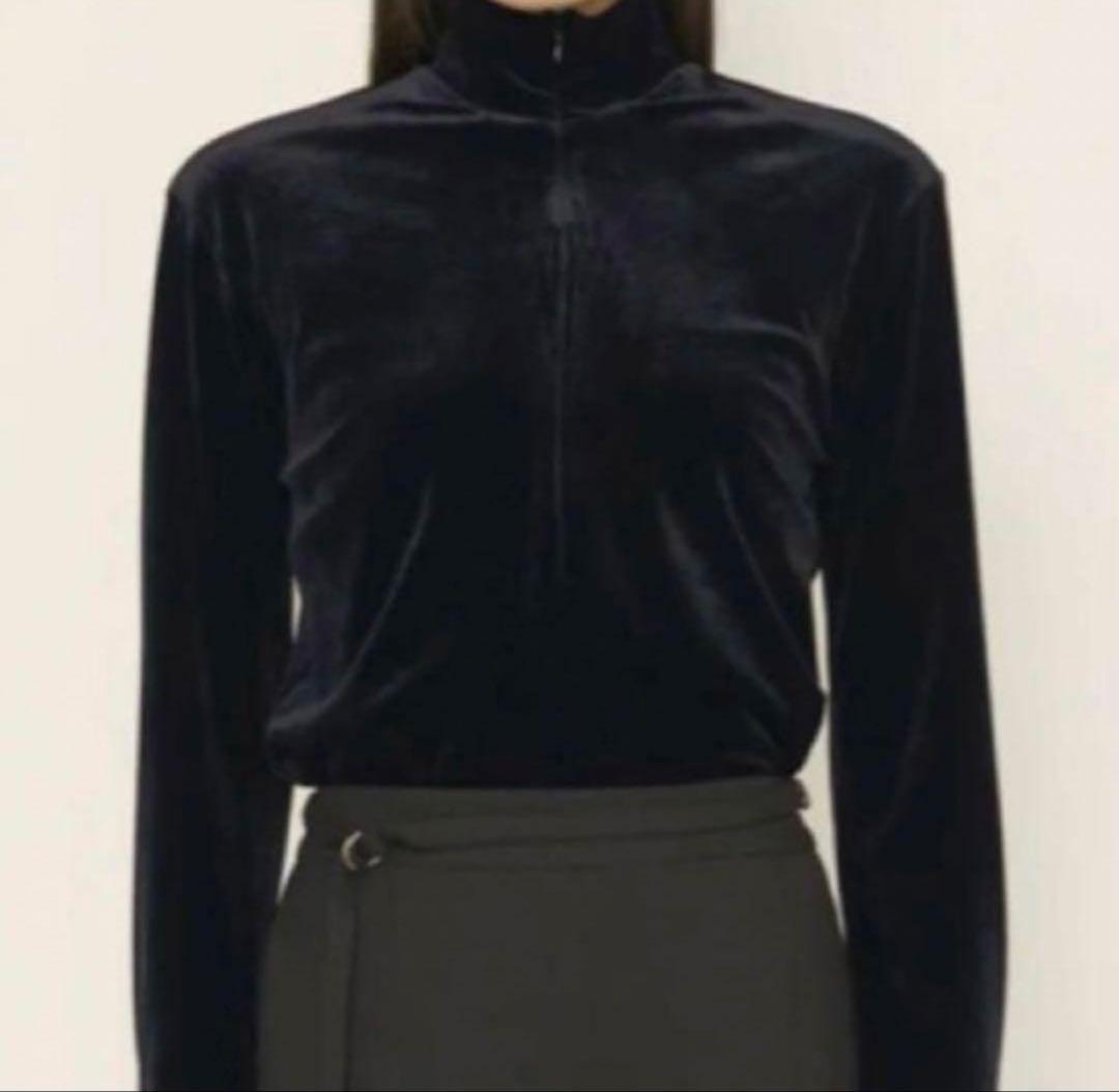 enof velour jersey zip tops black - メルカリ