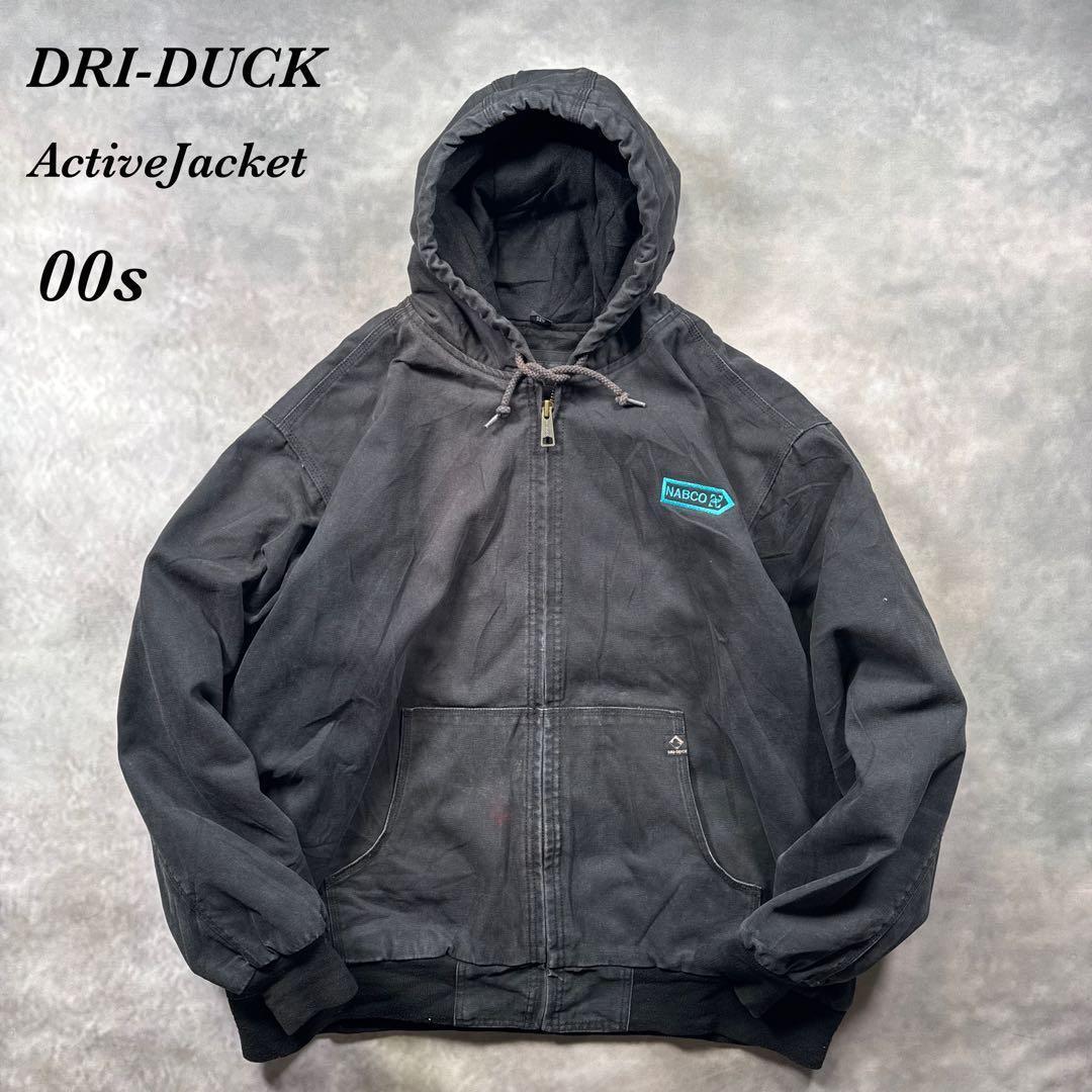 DRI-DUCK古着00sダック地アクティブジャケット黒フェード企業ロゴT29 DRI-DUCK古着00sダック地アクティブジャケット黒フェード企業ロゴT29