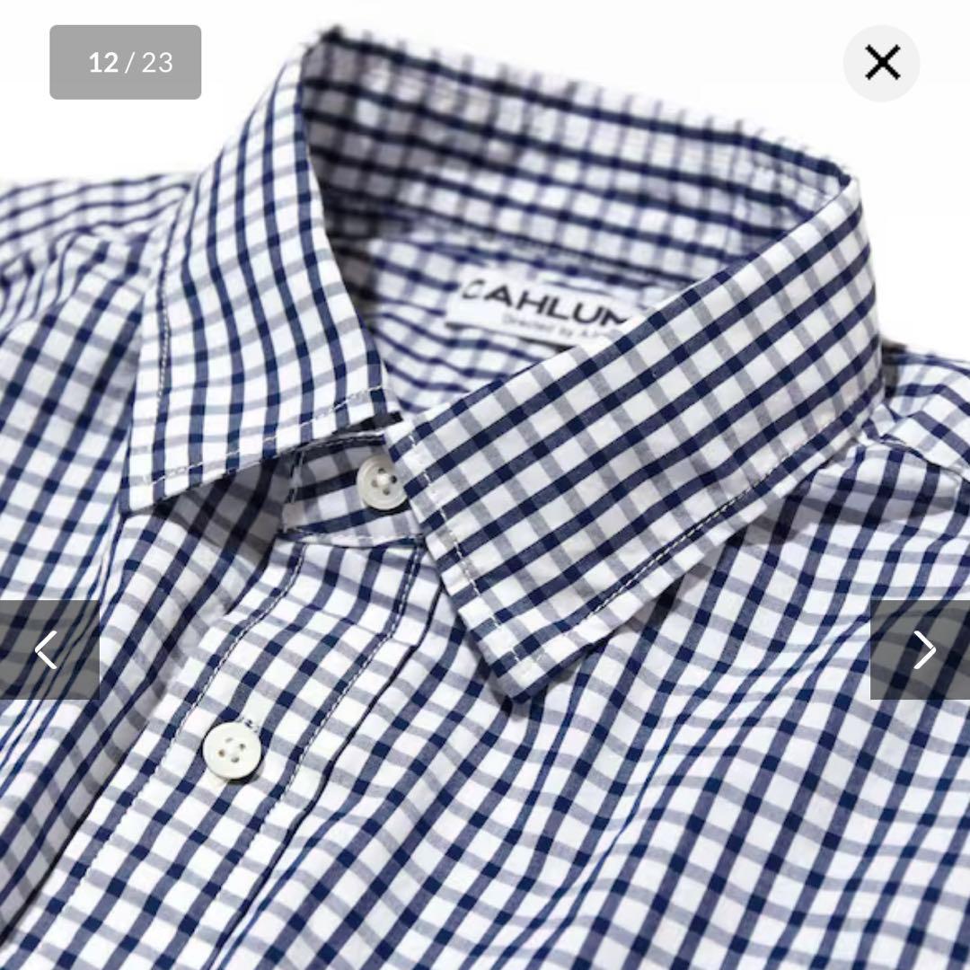 CAHLUMN カウラム ギンガムチェック シャツ ネイビー XL XL ネイビー