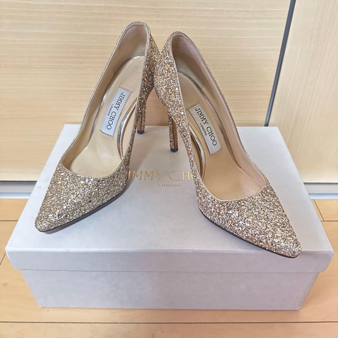 ジミーチュウ ブライダルシューズ ゴールド グリッター パンプス 中古・古着通販】JIMMY CHOO (ジミーチュウ) グリッターパンプス