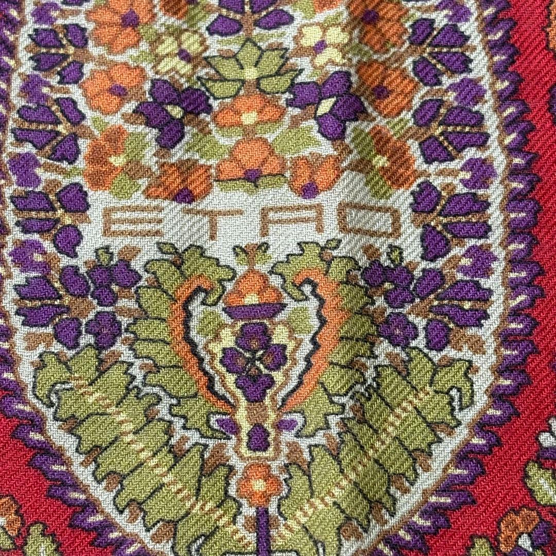ETRO エトロ ペイズリー 大判 ストール 花柄 正方形 シルク ウール