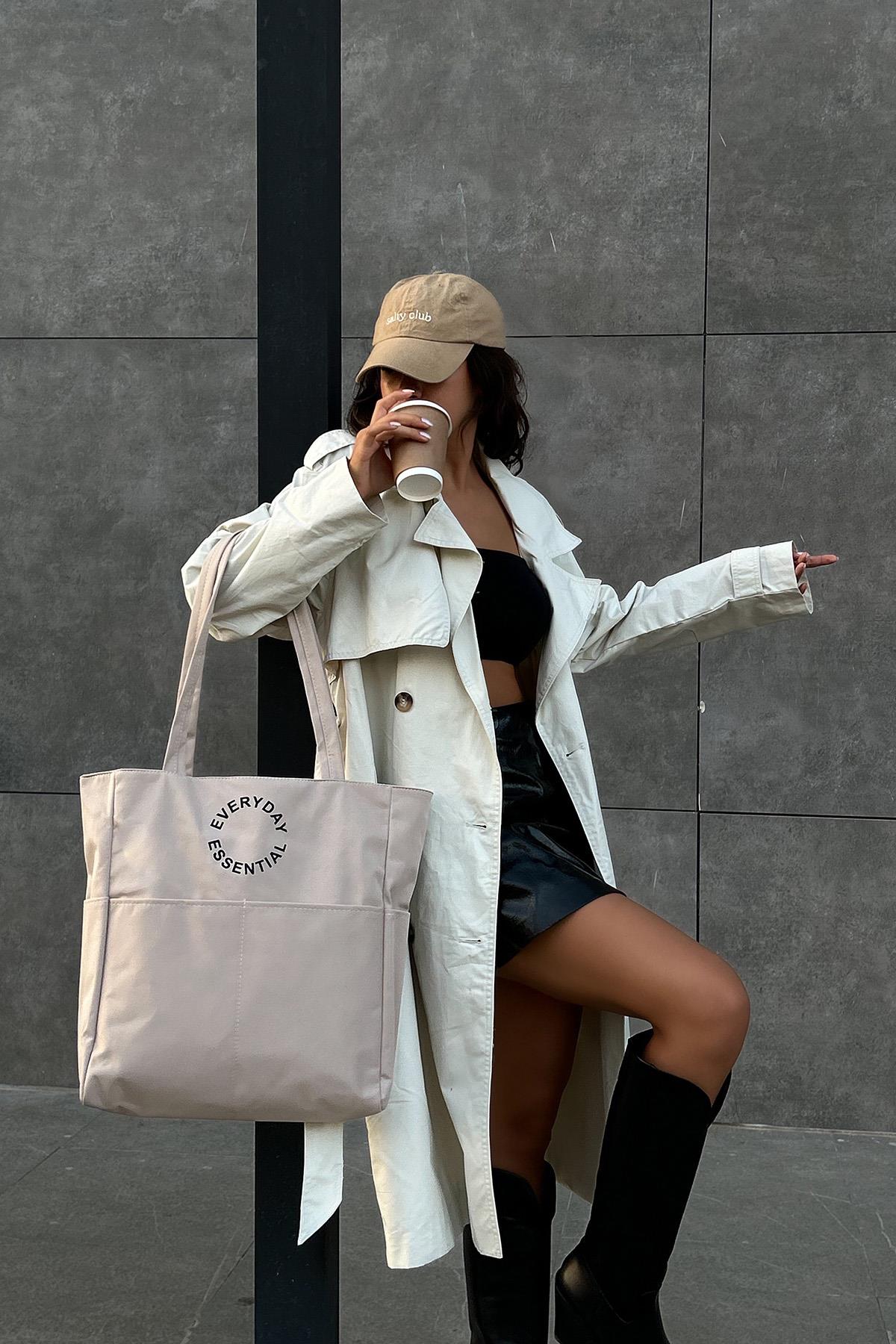 Kenza Shopper Bag Krem | Shule Bags