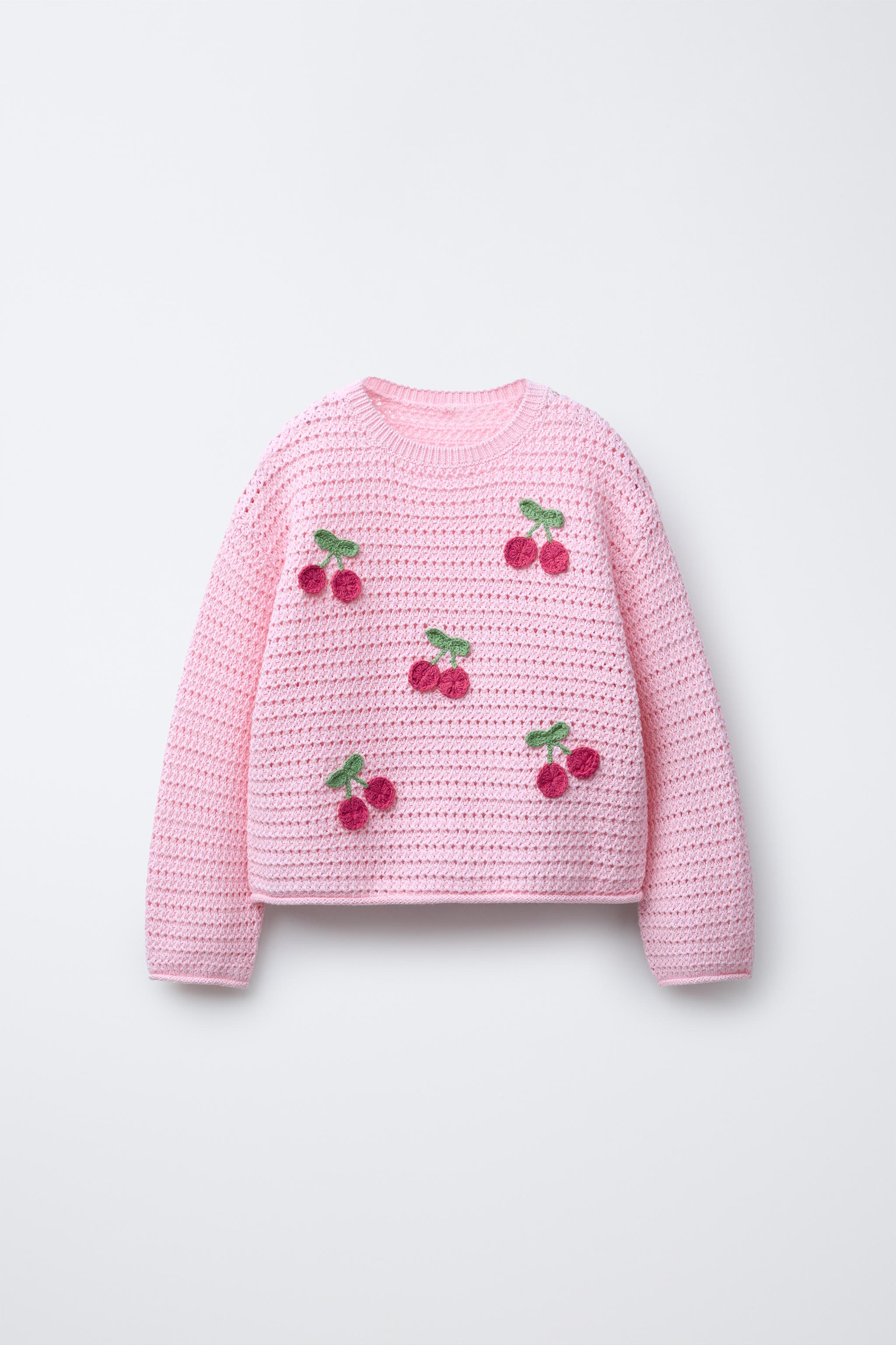 CHERRY KNIT SWEATER - Pink | ZARA Thailand