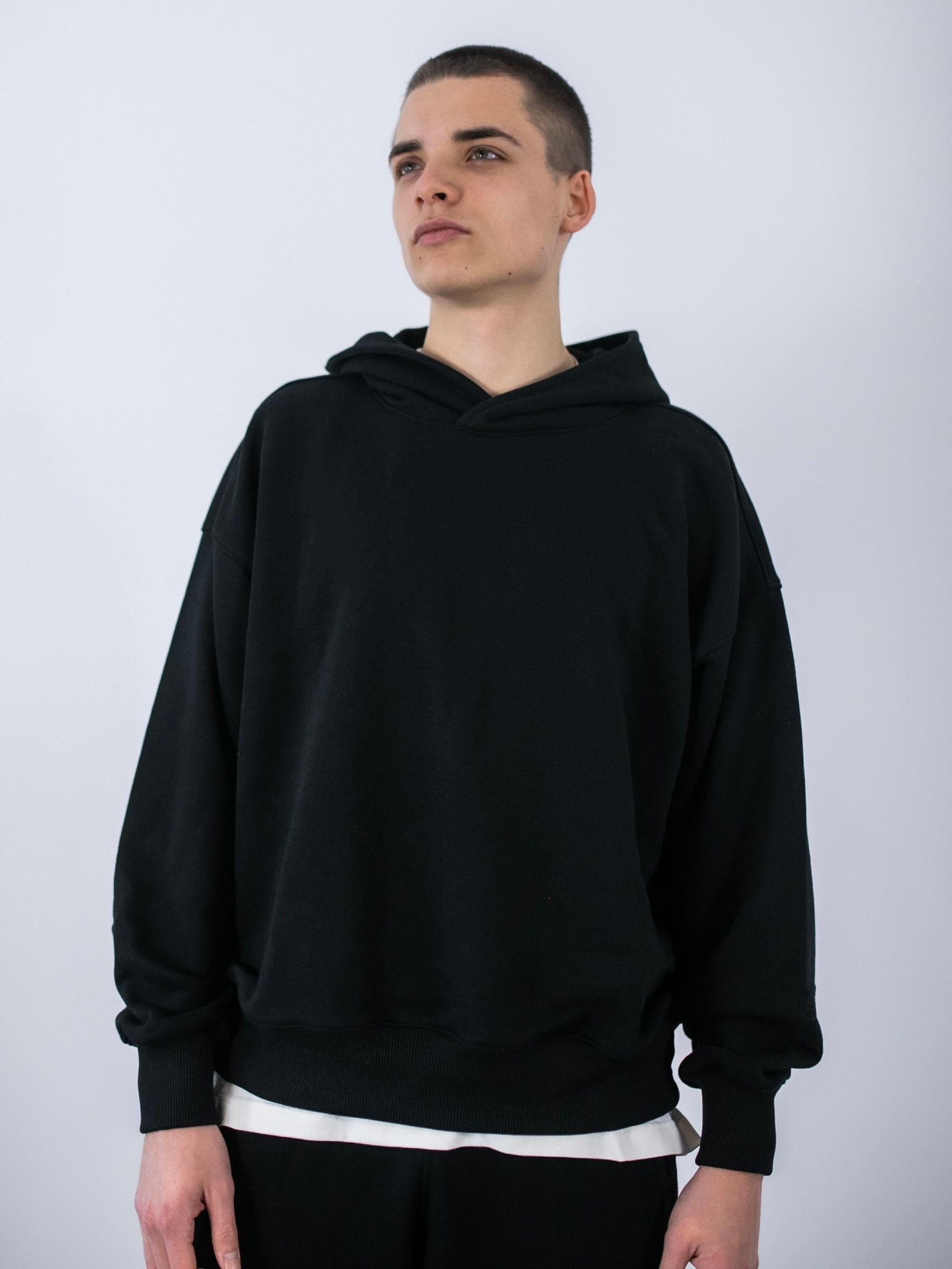 CLASSIC BLACK BOXY HOODIE - STALKER ANGEL ™