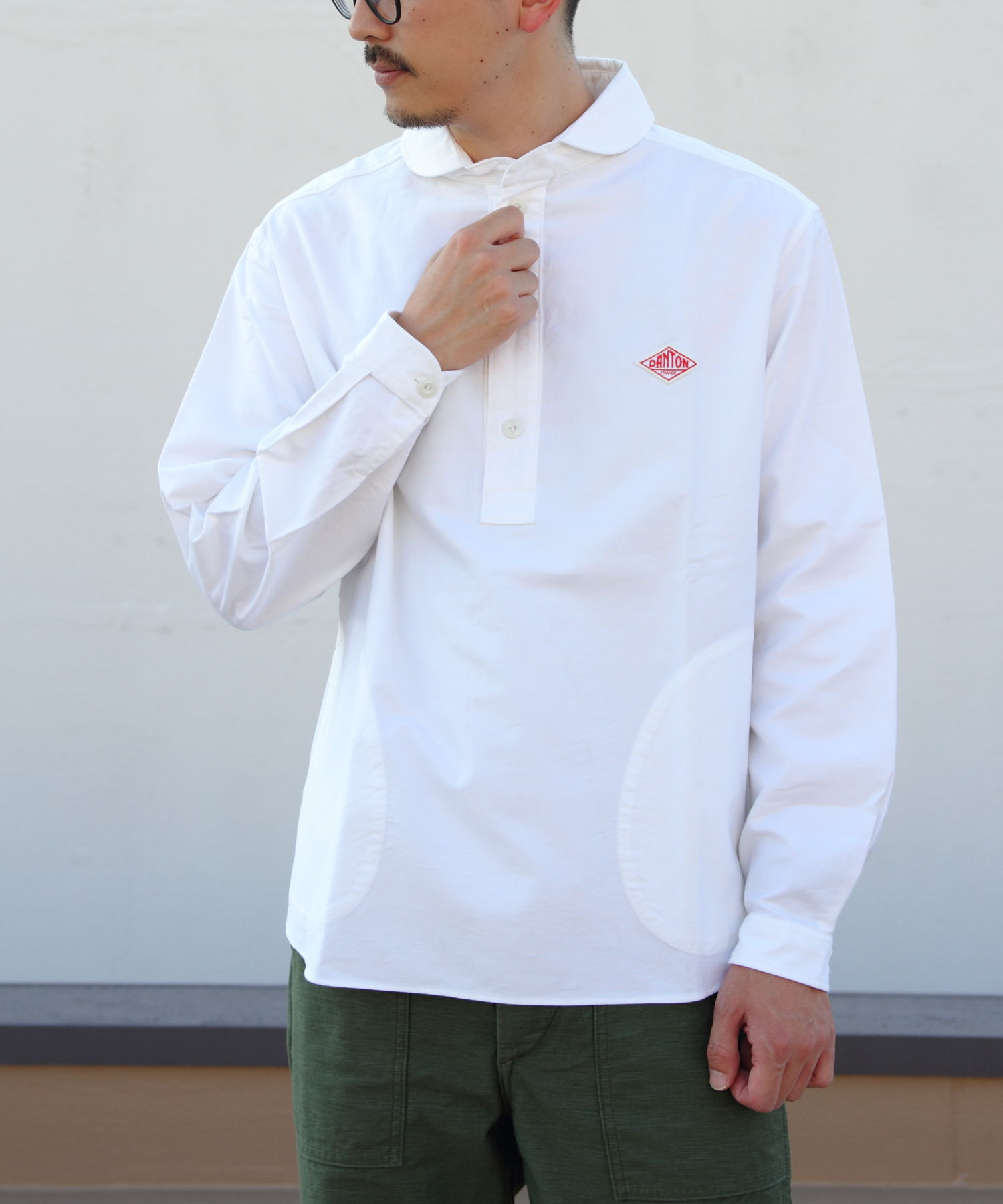 DANTON/ダントン ラウンドカラープルオーバーシャツロングスリーブ
