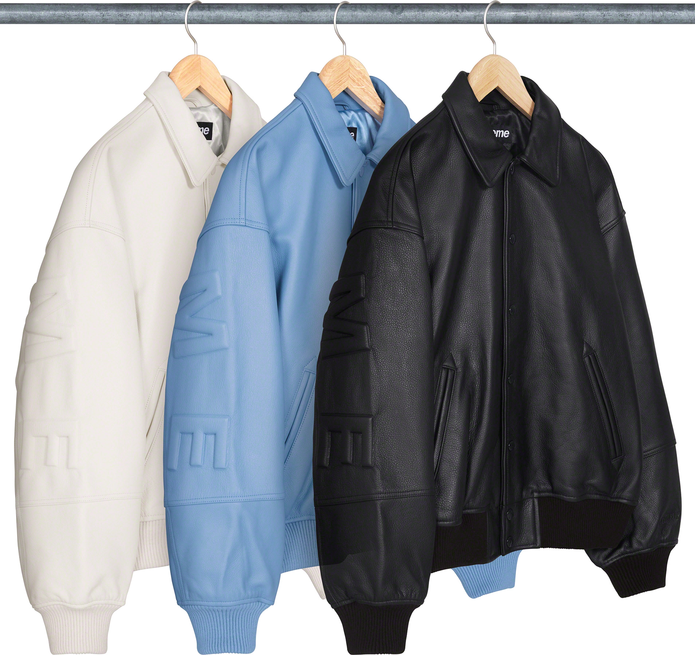 GORE-TEX Infinium WINDSTOPPER® Leather Varsity Jacket | Supreme 23fw
